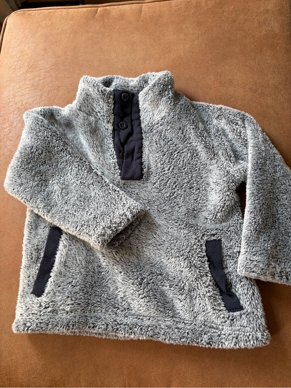 Minoti Cozy Kids Pullover Fuzzy Sweatshirt - Gray